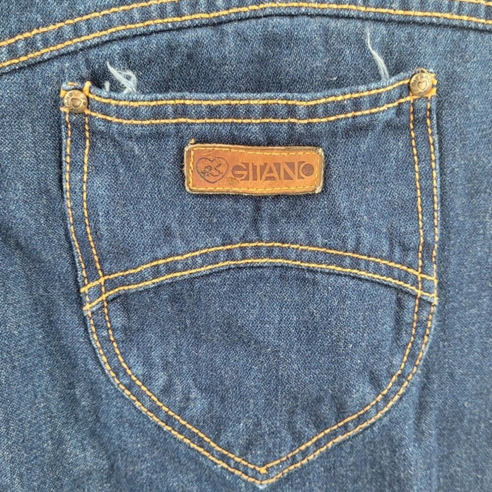 Gitano‎ 80s Baggy Denim Jeans Dark Blue Yellow Stitch Retro